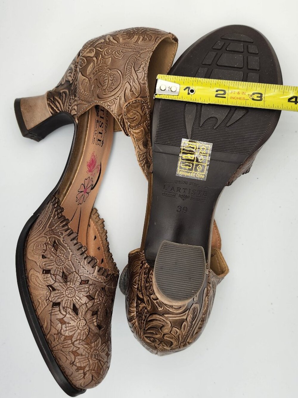 "Visionary" Embossed Leather Mary Jane Heels by L'Artiste | Women's 8.5 - Picture 14 of 17